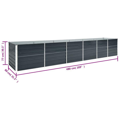 Canteiro jardim elevado 480x80x77cm aço galvanizado antracite