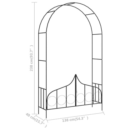 Arco de jardim com portão 138x40x238 cm ferro preto