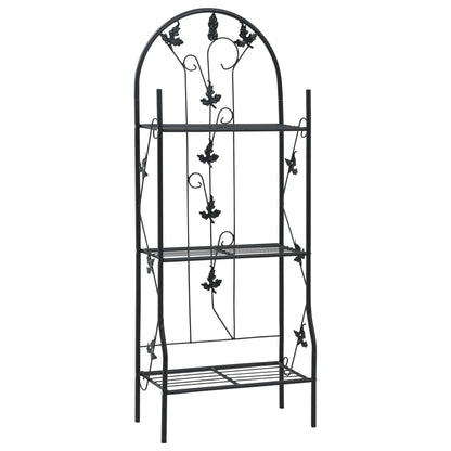 Suporte para plantas com 3 prateleiras 52x28x128 cm ferro preto