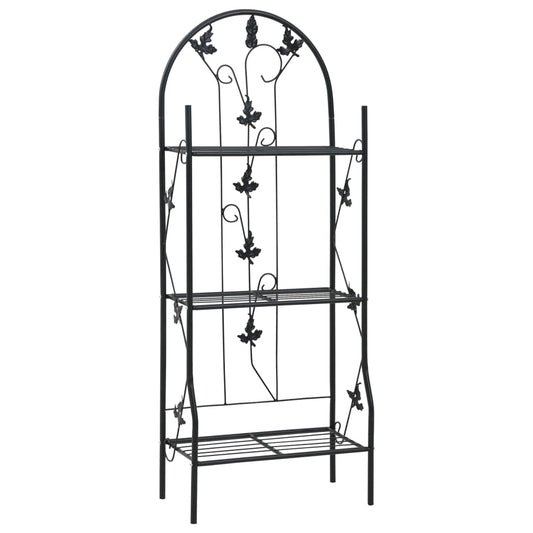 Suporte para plantas com 3 prateleiras 52x28x128 cm ferro preto