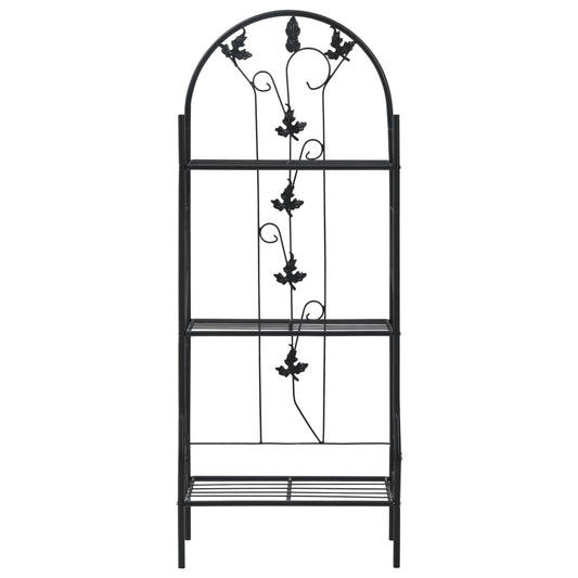 Suporte para plantas com 3 prateleiras 52x28x128 cm ferro preto