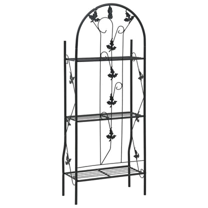 Suporte para plantas com 3 prateleiras 52x28x128 cm ferro preto