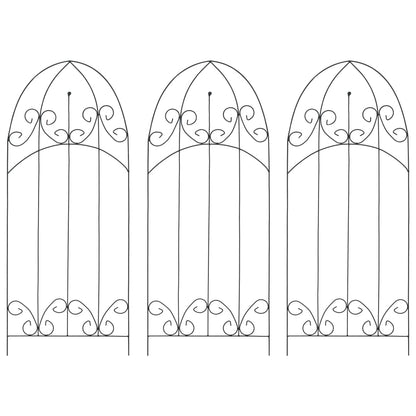 Suportes plantas trepadeiras 3 pcs 40x100 cm ferro preto