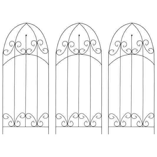 Suportes plantas trepadeiras 3 pcs 40x100 cm ferro preto