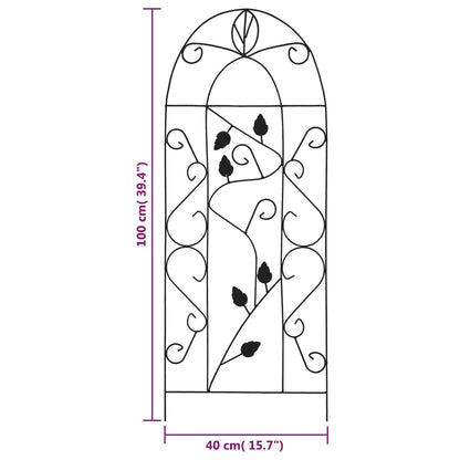 Suportes plantas trepadeiras 3 pcs 40x100 cm ferro preto