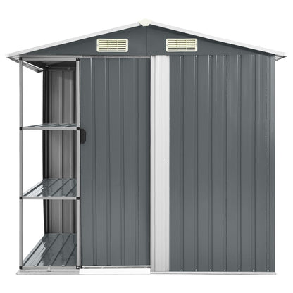 Abrigo de jardim c/ prateleiras 205x130x183 cm ferro cinzento