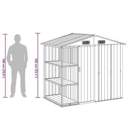 Abrigo de jardim c/ prateleiras 205x130x183 cm ferro cinzento