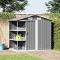 Abrigo de jardim c/ prateleiras 205x130x183 cm ferro cinzento
