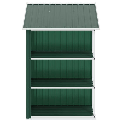 Abrigo de jardim c/ prateleiras 205x130x183 cm ferro verde