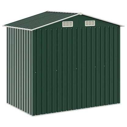 Abrigo de jardim c/ prateleiras 205x130x183 cm ferro verde