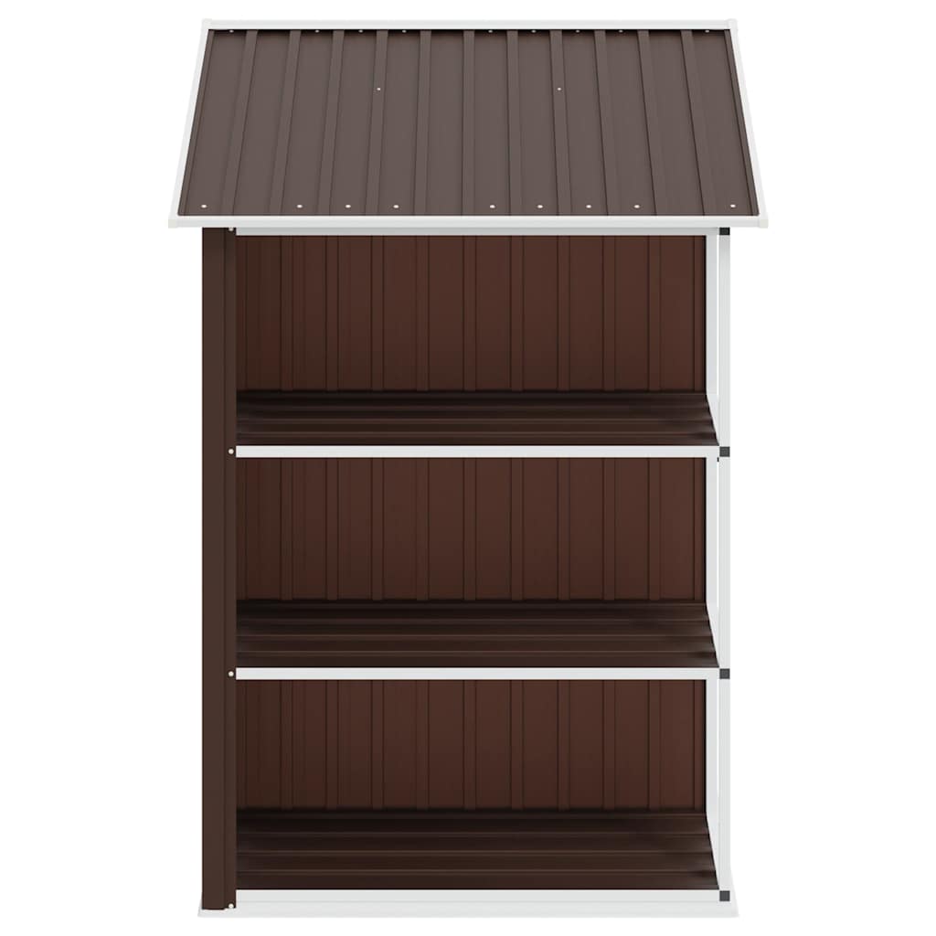 Abrigo de jardim c/ prateleiras 205x130x183 cm ferro castanho