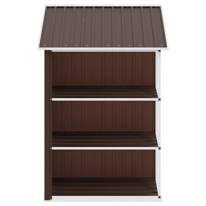 Abrigo de jardim c/ prateleiras 205x130x183 cm ferro castanho