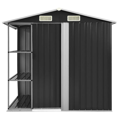 Abrigo de jardim c/ prateleiras 205x130x183 cm ferro antracite