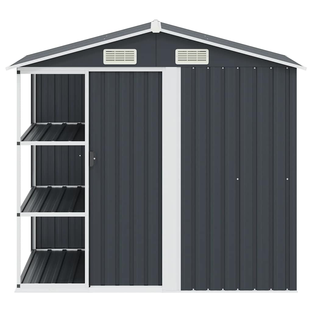 Abrigo de jardim c/ prateleiras 205x130x183 cm ferro antracite