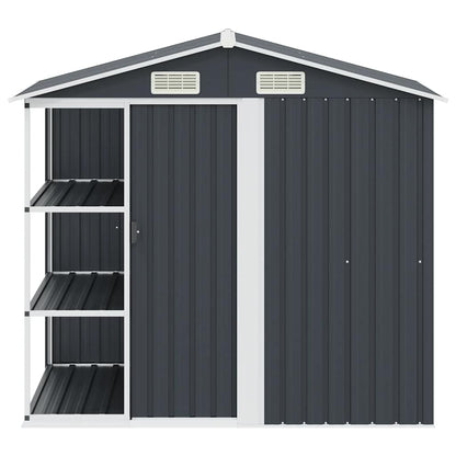 Abrigo de jardim c/ prateleiras 205x130x183 cm ferro antracite