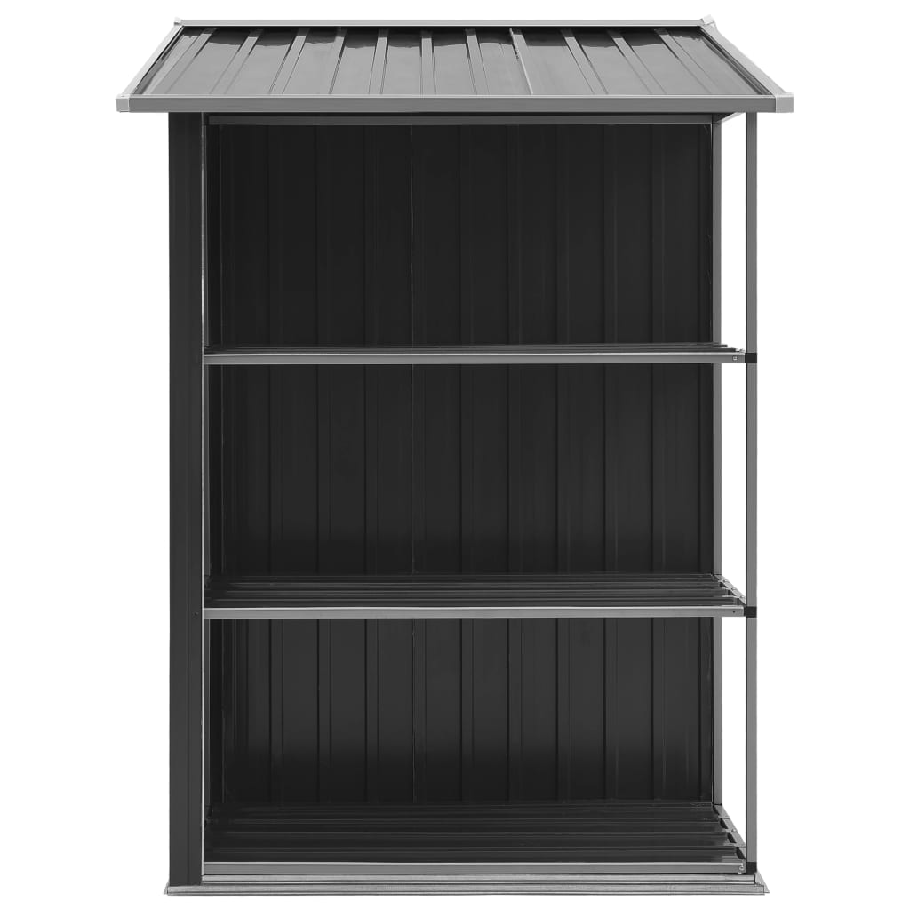 Abrigo de jardim c/ prateleiras 205x130x183 cm ferro antracite