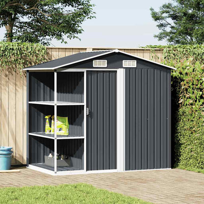 Abrigo de jardim c/ prateleiras 205x130x183 cm ferro antracite