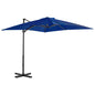 Guarda-sol cantilever com poste alumínio 250x250 cm azul ciano
