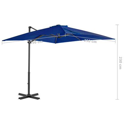 Guarda-sol cantilever com poste alumínio 250x250 cm azul ciano