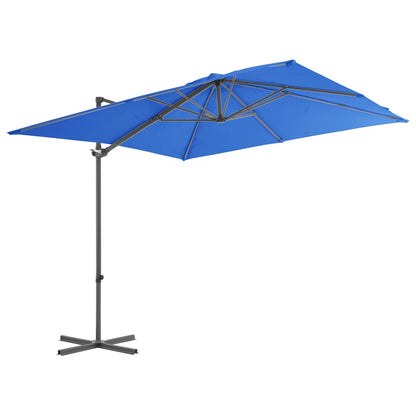 Guarda-sol cantilever com poste de aço 250x250 cm azul ciano