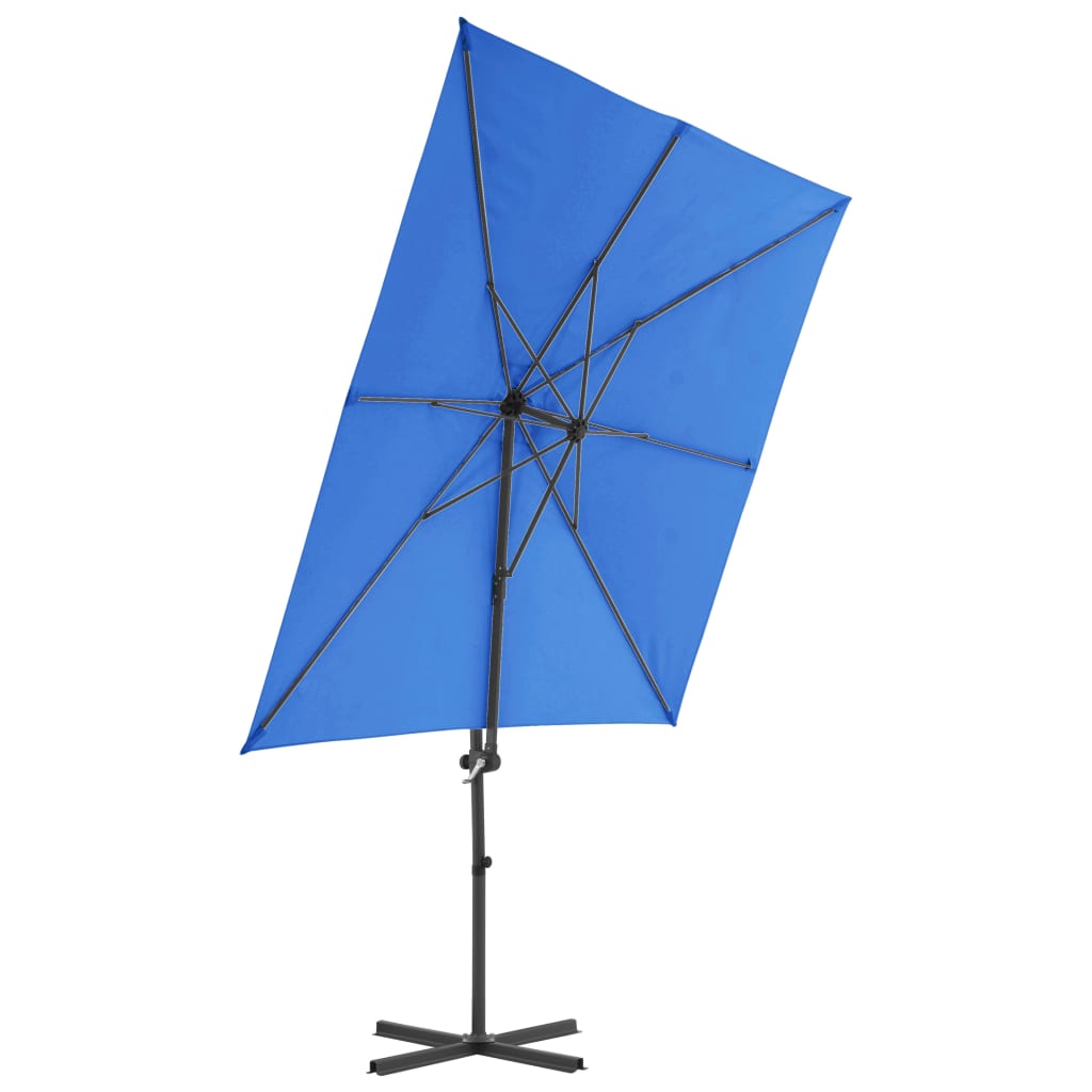 Guarda-sol cantilever com poste de aço 250x250 cm azul ciano