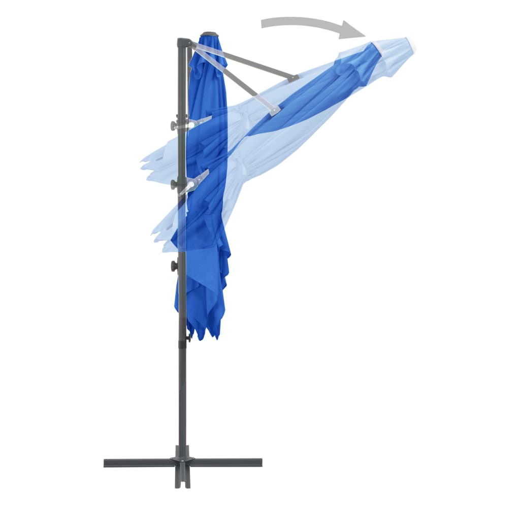 Guarda-sol cantilever com poste de aço 250x250 cm azul ciano