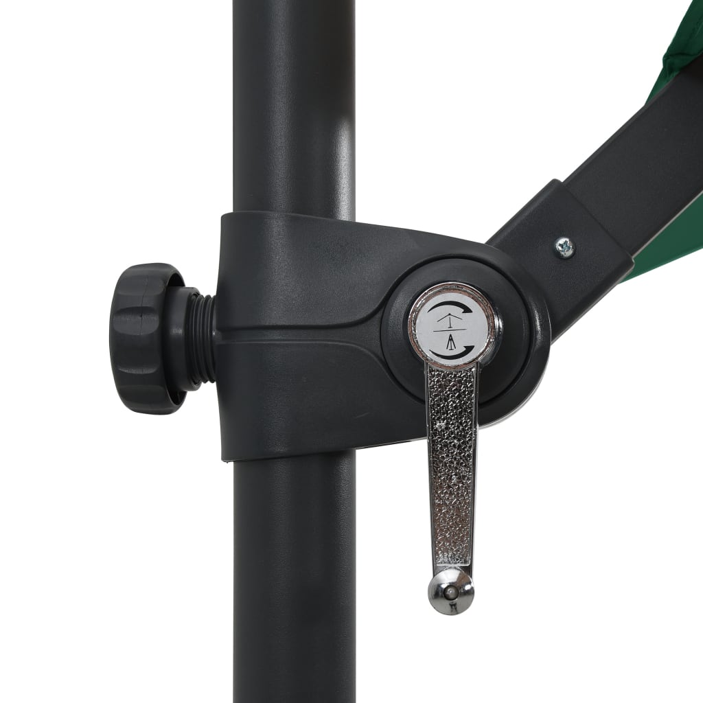 Guarda-sol cantilever c/ luzes LED e poste aço 250x250 cm verde