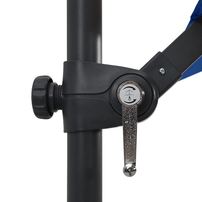 Guarda-sol cantilever luzes LED/poste aço 250x250 cm azul ciano