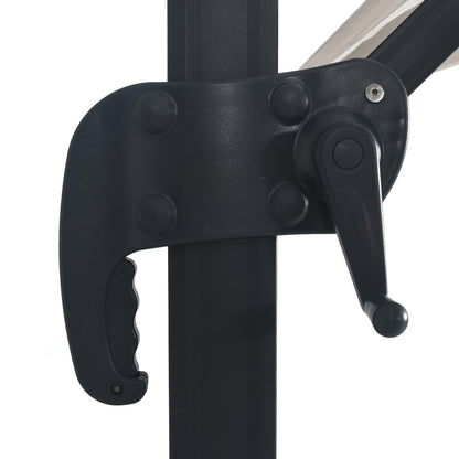 Guarda-sol cantilever luzes LED/poste alumínio 400x300 cm areia