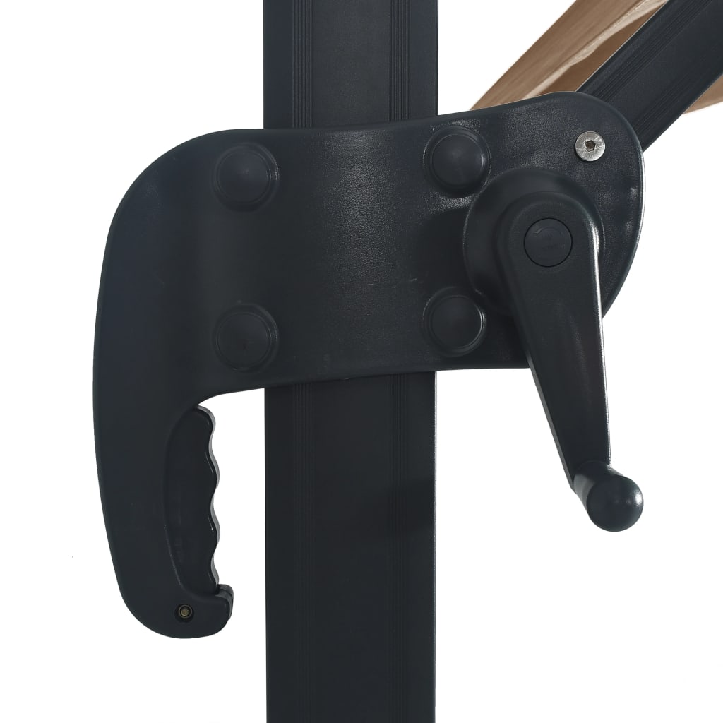 Guarda-sol cantilever luz LED/poste alumínio cinza-acastanhado