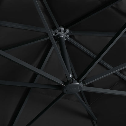 Guarda-sol c/ luzes LED e poste de alumínio 400x300 cm preto