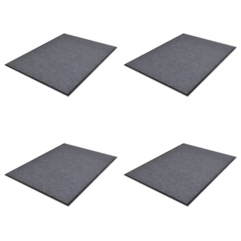 Tapetes de porta PVC 4 pcs 90x60 cm cinzento