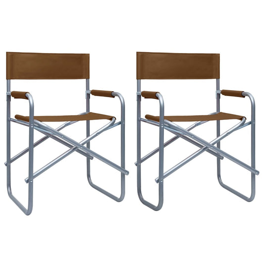 Cadeiras de realizador 2 pcs aço castanho