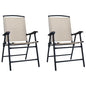 Cadeiras de jardim dobráveis 2 pcs textilene creme