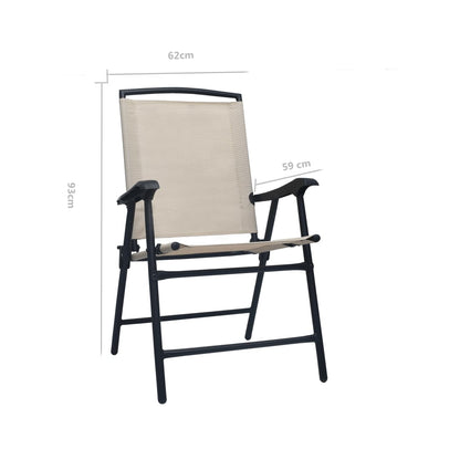 Cadeiras de jardim dobráveis 2 pcs textilene creme