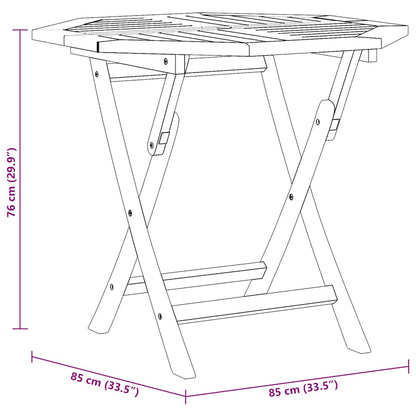 Mesa de jardim dobrável 85x85x76 cm madeira teca maciça