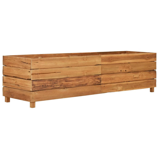 Vaso/floreira 150x40x38 cm madeira de teca reciclada e aço