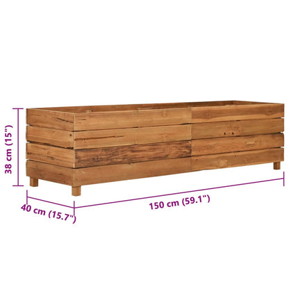 Vaso/floreira 150x40x38 cm madeira de teca reciclada e aço