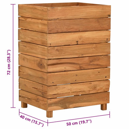 Vaso/floreira 50x40x72 cm madeira de teca reciclada e aço