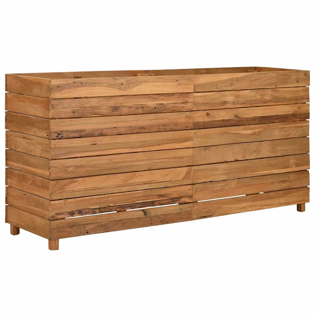 Vaso/floreira 150x40x72 cm madeira de teca reciclada e aço