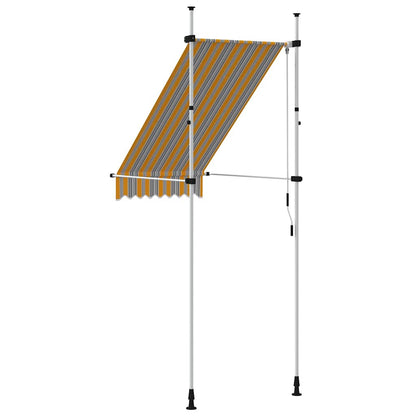 Toldo retrátil manual 100 cm riscas amarelas e azuis