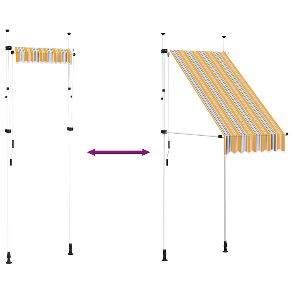 Toldo retrátil manual 100 cm riscas amarelas e azuis