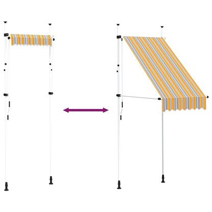 Toldo retrátil manual 100 cm riscas amarelas e azuis