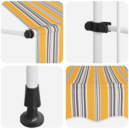 Toldo retrátil manual 100 cm riscas amarelas e azuis