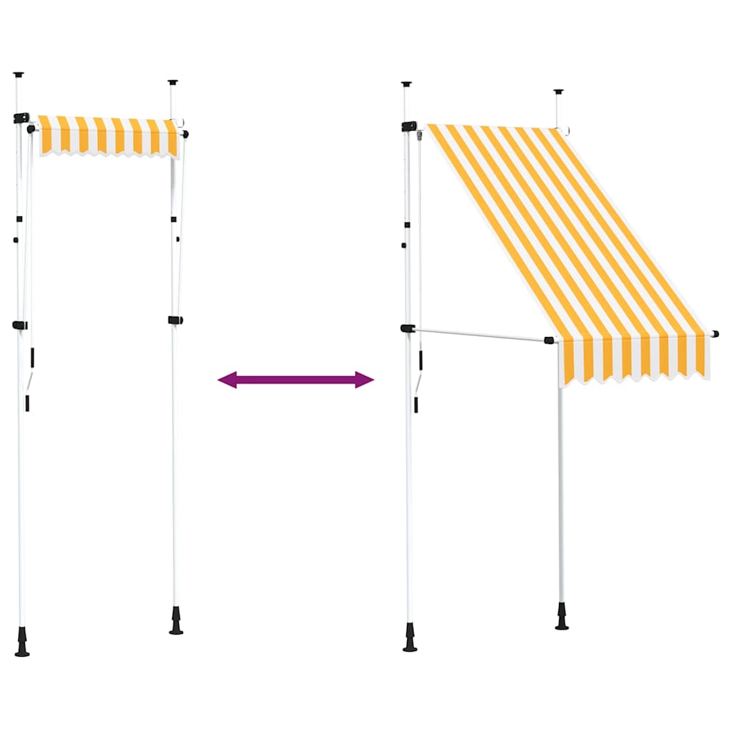 Toldo retrátil manual 100 cm riscas laranja e branco