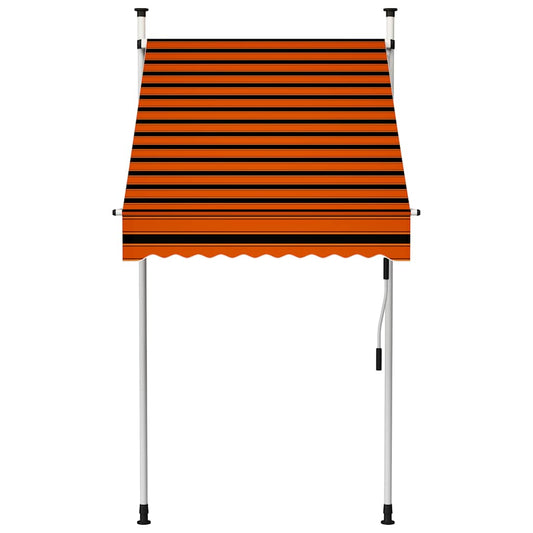 Toldo retrátil manual 100 cm laranja e castanho