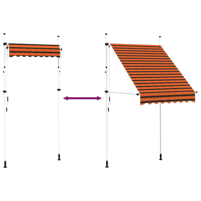 Toldo retrátil manual 150 cm laranja e castanho