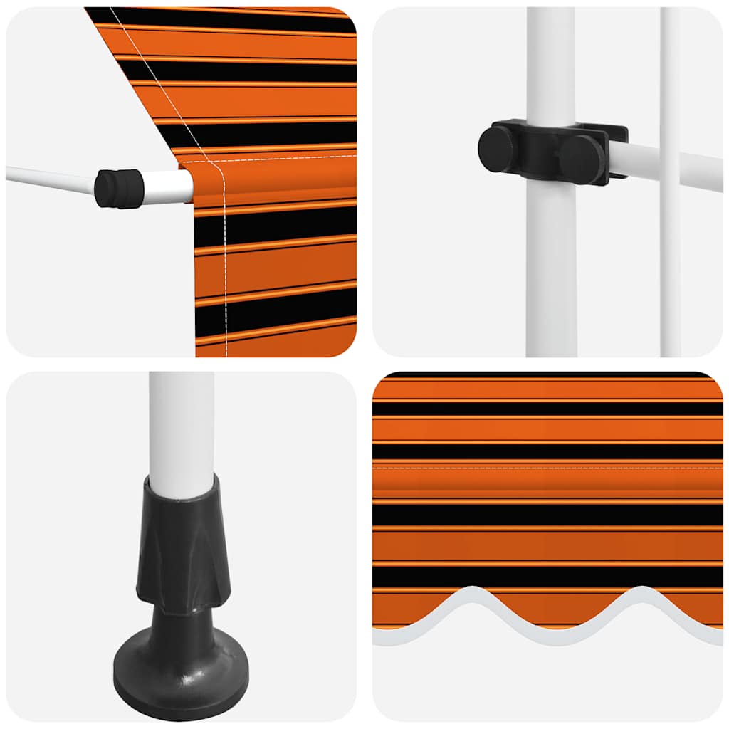 Toldo retrátil manual 150 cm laranja e castanho