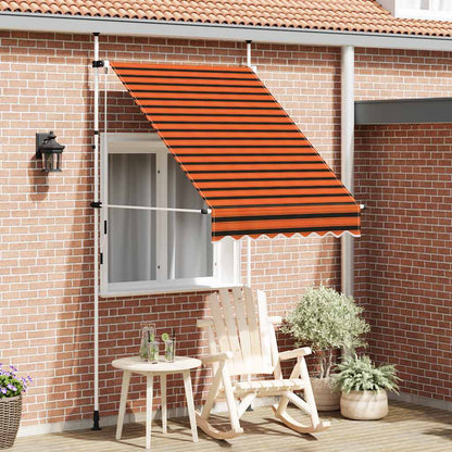 Toldo retrátil manual 150 cm laranja e castanho