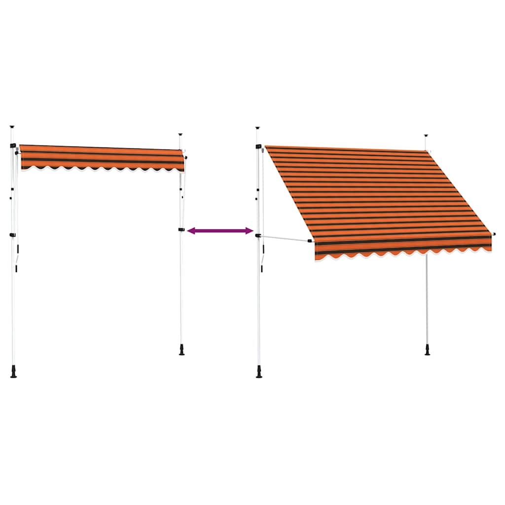 Toldo retrátil manual 250 cm laranja e castanho